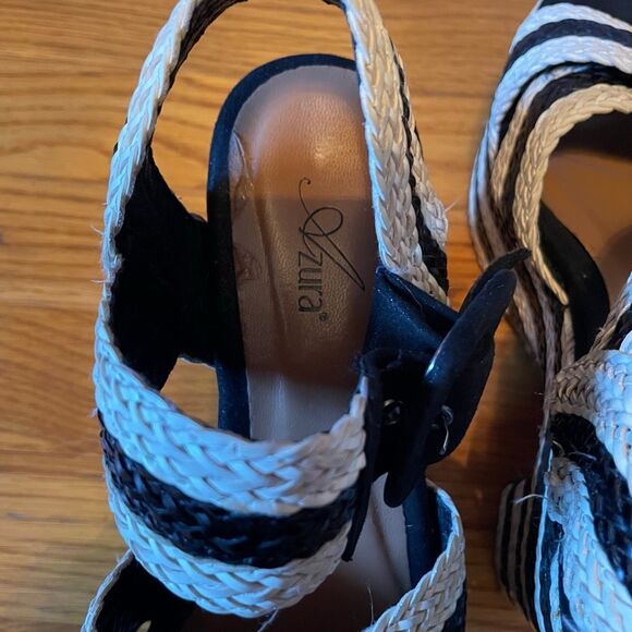 AZURA | cream & black amare heeled platform sandals 38 - Picture 8 of 9